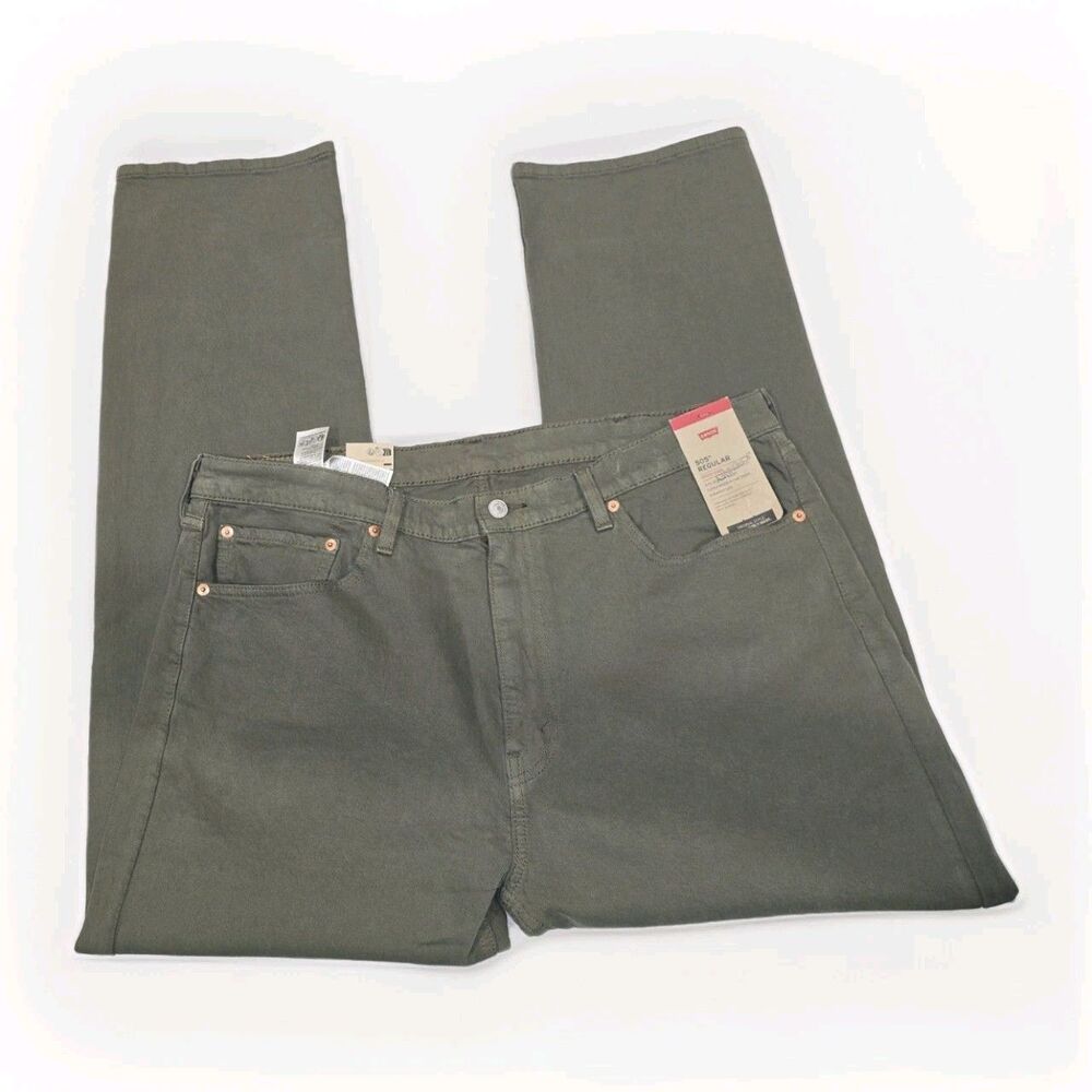 Levi's 505 Regular Fit Jeans Men's 38x32 Olive Green  Stretch Denim NWT $69.50 - Picture 2 of 10